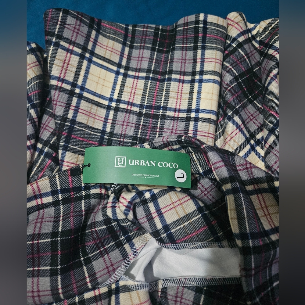 Plaid Mini Skirt - Black, White, and Pink - Picture 2 of 2